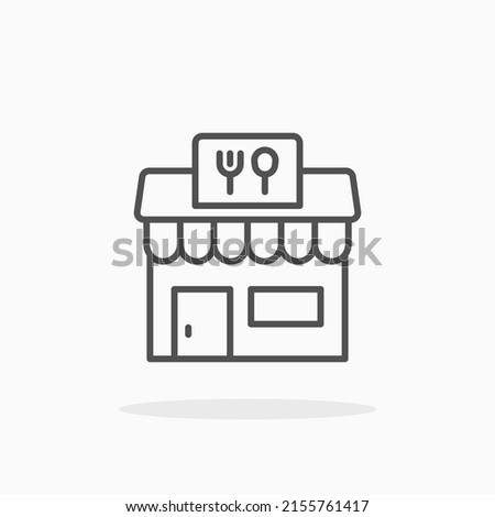 Restaurant building line icon. Editable stroke and pixel perfect. Can be used for digital product, presentation, print design and more.