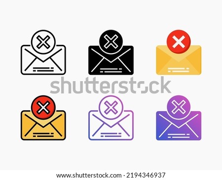 Mail Remove icon set with line, outline, flat, filled, glyph, color, gradient. Editable stroke and pixel perfect. Can be used for digital product, presentation, print design and more.
