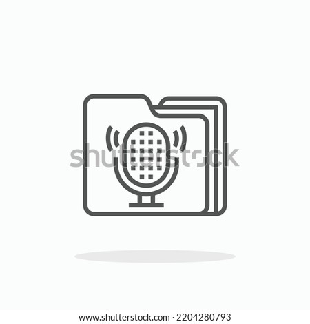 Folder Podcast Audio line icon. Editable stroke and pixel perfect. Can be used for digital product, presentation, print design and more.