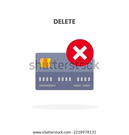 Credit Card Delete flat icon. Vector illustration on white background. Can used for web, app, digital product, presentation, UI and many more.