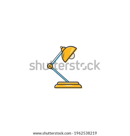 Flat Desk lamp Outline Cartoon Style Suitable for Sticker, Icon. Isolated on a white background