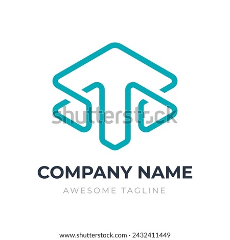 Flat Letter T logo design