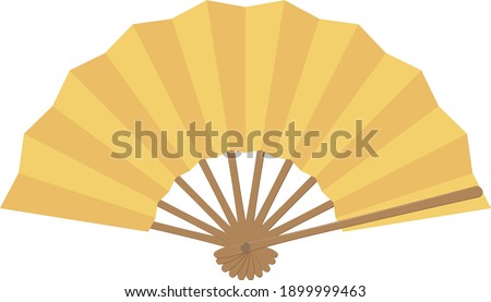 Vector illustration of golden Japanese fan