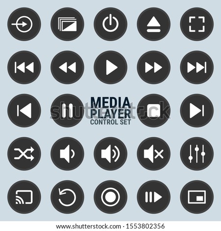 Media player control icon set for designers in the design of all kinds of works. Beautiful and modern icon which can be used in many purposes Eps10 vector.