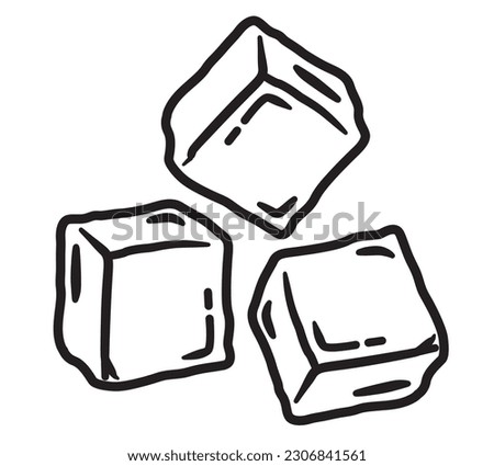 Ice cubes outline Vector Isolated