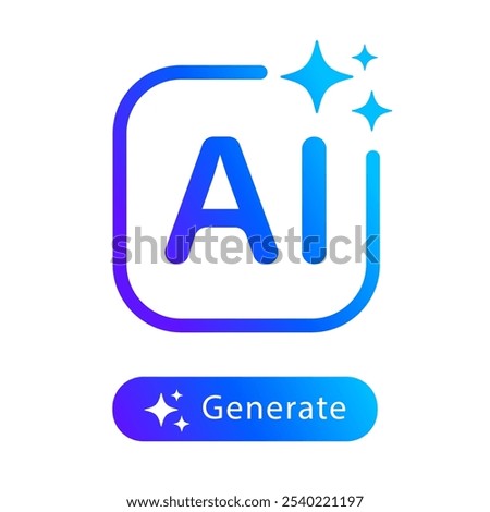 AI generated button and AI icon. Artificial intelligence online tool UI