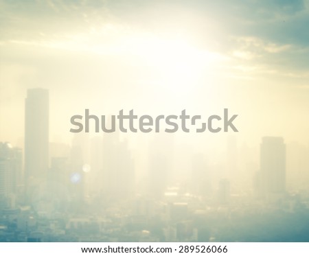 Vintage style. Blurred sunrise over city background with circle light. blur backgrounds concept.