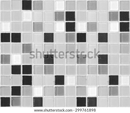 Black and white old square tile texture of wall and floor, tile interior of bathroom, pool, kitchen.