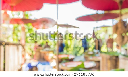 image of blur food market in Chiang Mai Thailand on day time for background usage.