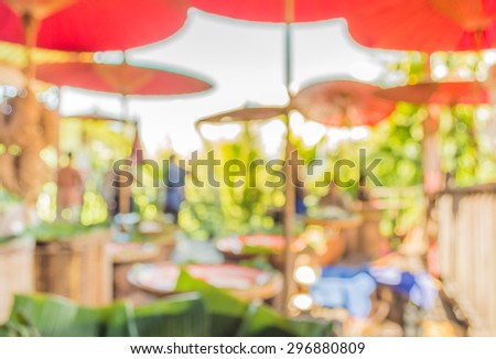 image of blur food market in Chiang Mai Thailand on day time for background usage.