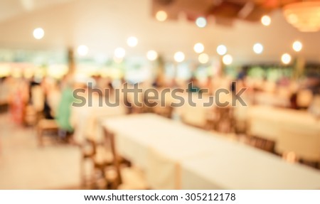 image of blur people  in restaurant  with bokeh for background usage .