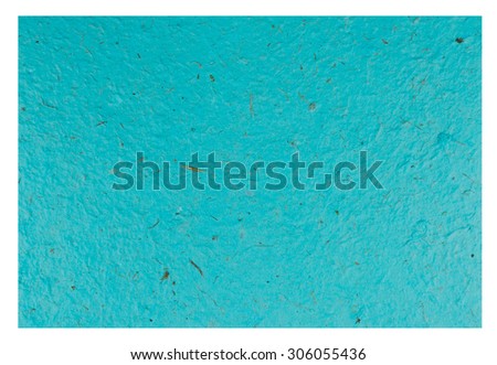 Blue Craft eco textured paper sheet. Handmade paper texture(Sa Paper) Isolated on white background.