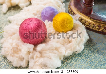 close up image of colorful thai silk roll .