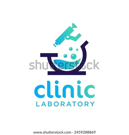 Microscope medical laboratory logo. Science labs logo design. bio organic lab logo.
