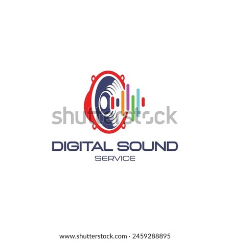 Digital Sound Service Logo Design Vector, Sound System Logo Template, Concept Design Creative, Icon Symbol.
