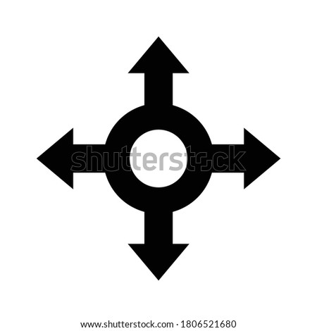 roundabout sign, compass icon, direction and navigation