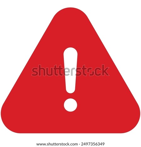 Warning sign with exclamation mark on white background. Hazard warning icon to notice the danger to people