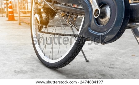 Similar – Foto Bild Fahrrad auf dunkler Straße geparkt