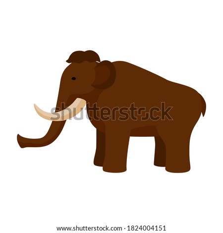 Mammoth isolated on white background. Prehistoric animal in flat style kids picture vector illustration.