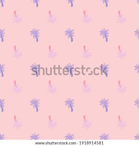 Decorative seamless pattern with purple pastel palm tree sute silhouettes. Light pink background. Flat vector print for textile, fabric, giftwrap, wallpapers. Endless illustration.