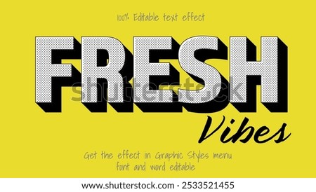 Awesome Editable Retro Bold Text Effect with Halftone and 3D Shadow, Customizable Vector, marketing campaign