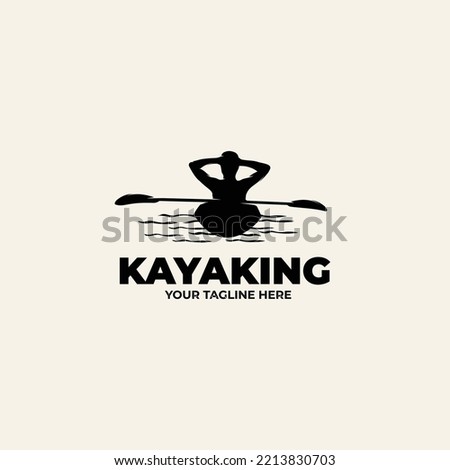 Silhouette of kayaking logo design