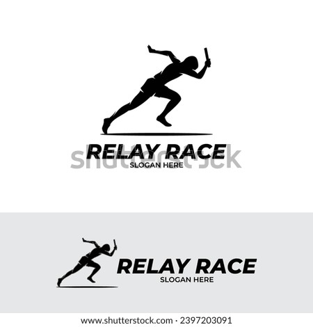 Silhouette of relay race logo design inspiration