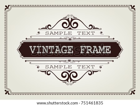 vintage frame with beautiful filigree, decorative border, vector illustration