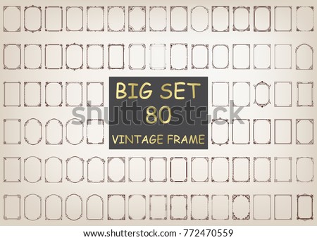 80 set of vintage frames with beautiful filigree, decorative vintage borders, vector illustration