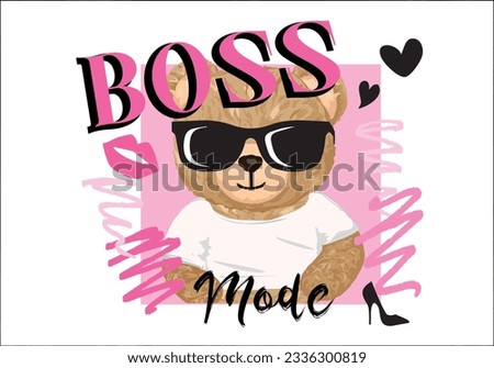 pink cute bear handdrawn vector art.