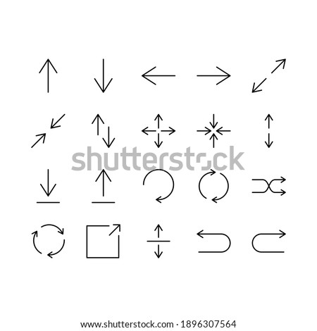 Arrows icons. Set of vector arrow icons isolated on white background. Arrow for the website and app. Line with Editable stroke.