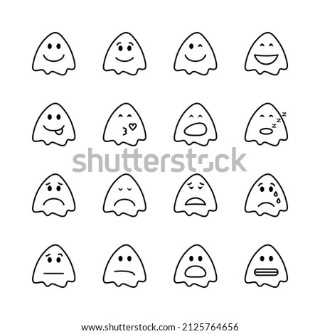Emoticons flat line icons set. Difrent face icons with negative, neutral and positive sense. Simple flat vector illustration for web site or mobile app.