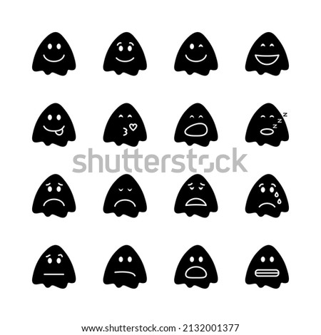 Emoticons flat line icons set. Difrent face icons with negative, neutral and positive sense. Simple flat vector illustration for web site or mobile app.