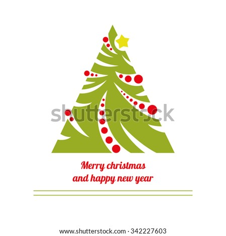 Christmas Tree. Merry Christmas And Happy New Year.Vector Illustration