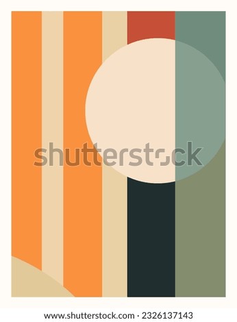 A mid century art print, abstract wall art using a tetradic color palette,  Adobe Illustrator, hand-drawn, digital painting, retro aesthetic, minimalism, postcard or brochure cover design