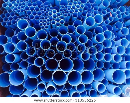 Section of blue PVC pipes