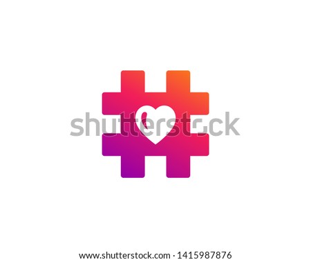 Hashtag symbol heart logo icon design template elements