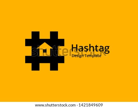 Hashtag symbol house logo icon design template elements