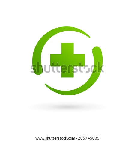 Abstract design logo icon template with cross. Vector sign with plus symbol.