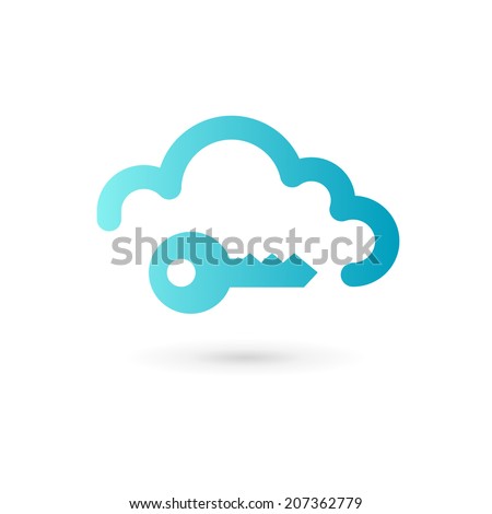 Key cloud symbol logo icon design template. Secure sign.