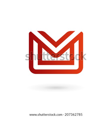 E-mail envelope letter M logo icon design template. Colorful sign.