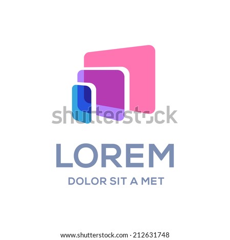 Computer laptop tablet phone logo icon design template. Vector color sign.