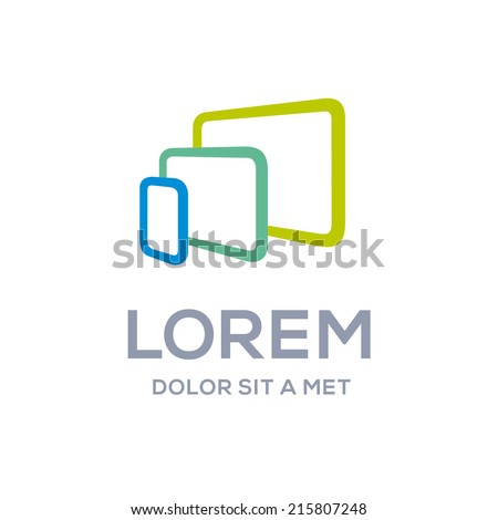 Computer laptop tablet phone logo icon design template. Vector color sign.