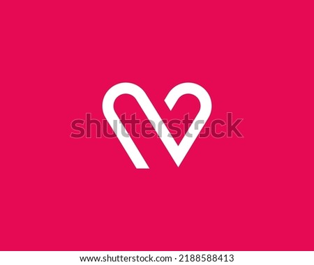 Letter V with heart logo icon design template elements