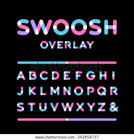 Rounded font. Vector alphabet with overlay effect letters.
