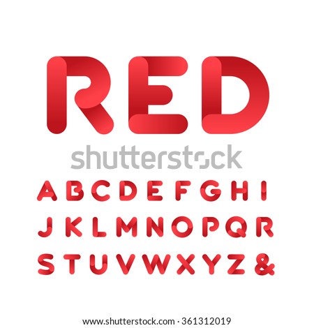 Rounded font. Vector alphabet with gradient effect letters.

