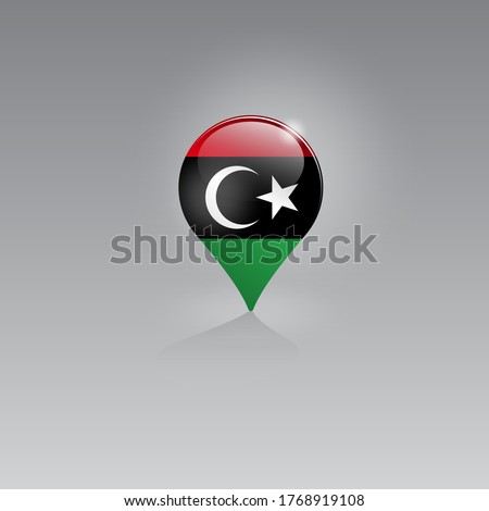 3d image of a geolocation symbol on a gray background. Tourism and leisure in LIBYA. Design for banners, posters, web sites, advertising. Vector illustration.