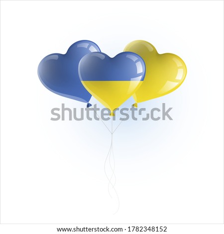 Heart shaped balloons with colors and flag of UKRAINE vector illustration design.