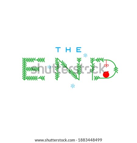 End logo on a white background. Final of the Christmas holidays. Isolated objects.