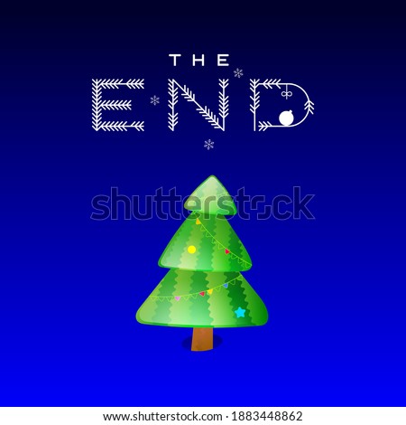 Logo end. Tree after Christmas. Finale of the holidays. Vector illustration.